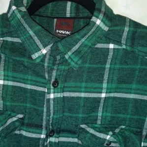 Tony Hawk MENS Green Button Up Flanel. Size Large